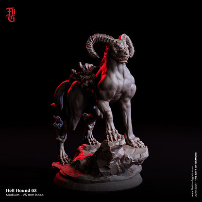 Hell Hound Monster Miniature Trio | Infernal Beast Set for D&D & Tabletop Games | 32mm Scale - Plague Miniatures