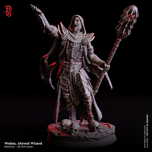 Wodan, Abyssal Wizard Miniature | Dark Sorcerer Figure | 32mm Scale or 75mm Scale - Plague Miniatures