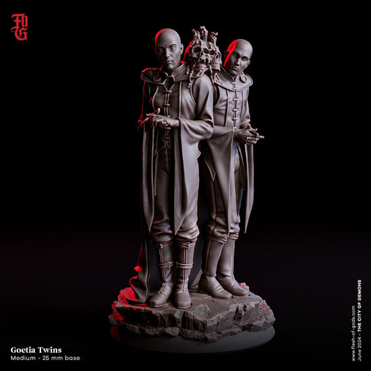 Goetia Twins Miniature | Creepy Demonic Twin Figures for Horror RPGs | 32mm Scale or 75mm Scale - Plague Miniatures