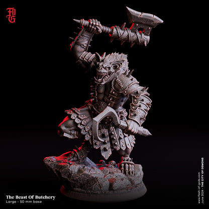 The Beast of Butchery Monster Miniature | Savage Demon for Tabletop RPGs | 50mm Base - Plague Miniatures