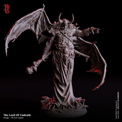 Lord of Undeath Demonic Miniature | Malevolent Figure for Tabletop RPGs | 75mm Base - Plague Miniatures