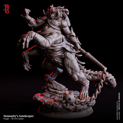 Demonity's Gatekeeper Miniature | Infernal Guardian Figure | 75mm Base - Plague Miniatures