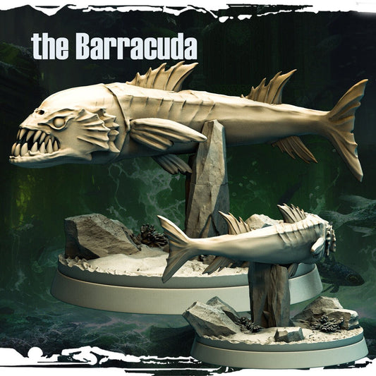 Barracuda Miniature | Underwater Monster Fish for Tabletop RPGs | 32mm Scale - Plague Miniatures
