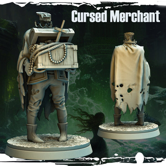 Cursed Merchant NPC Miniature | Skeleton Undead Seafarer | 32mm Scale - Plague Miniatures