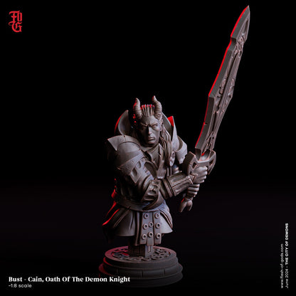 Cain, Oath of the Demon Knight Bust | Dark Paladin Statue - Plague Miniatures