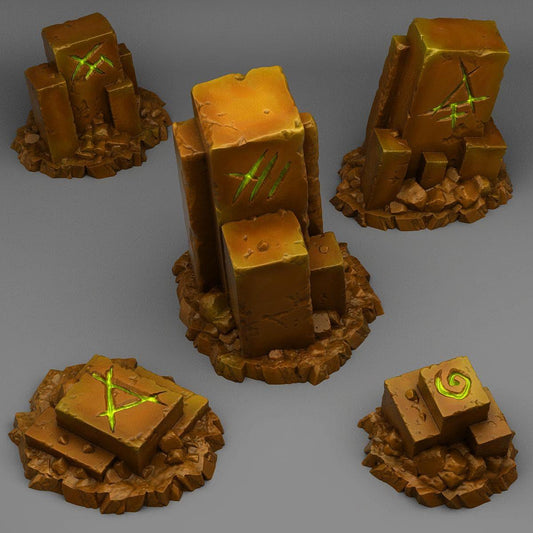 Ancient Magic Stones Terrain | Set of 5 Miniatures | 28mm or 32mm Scale