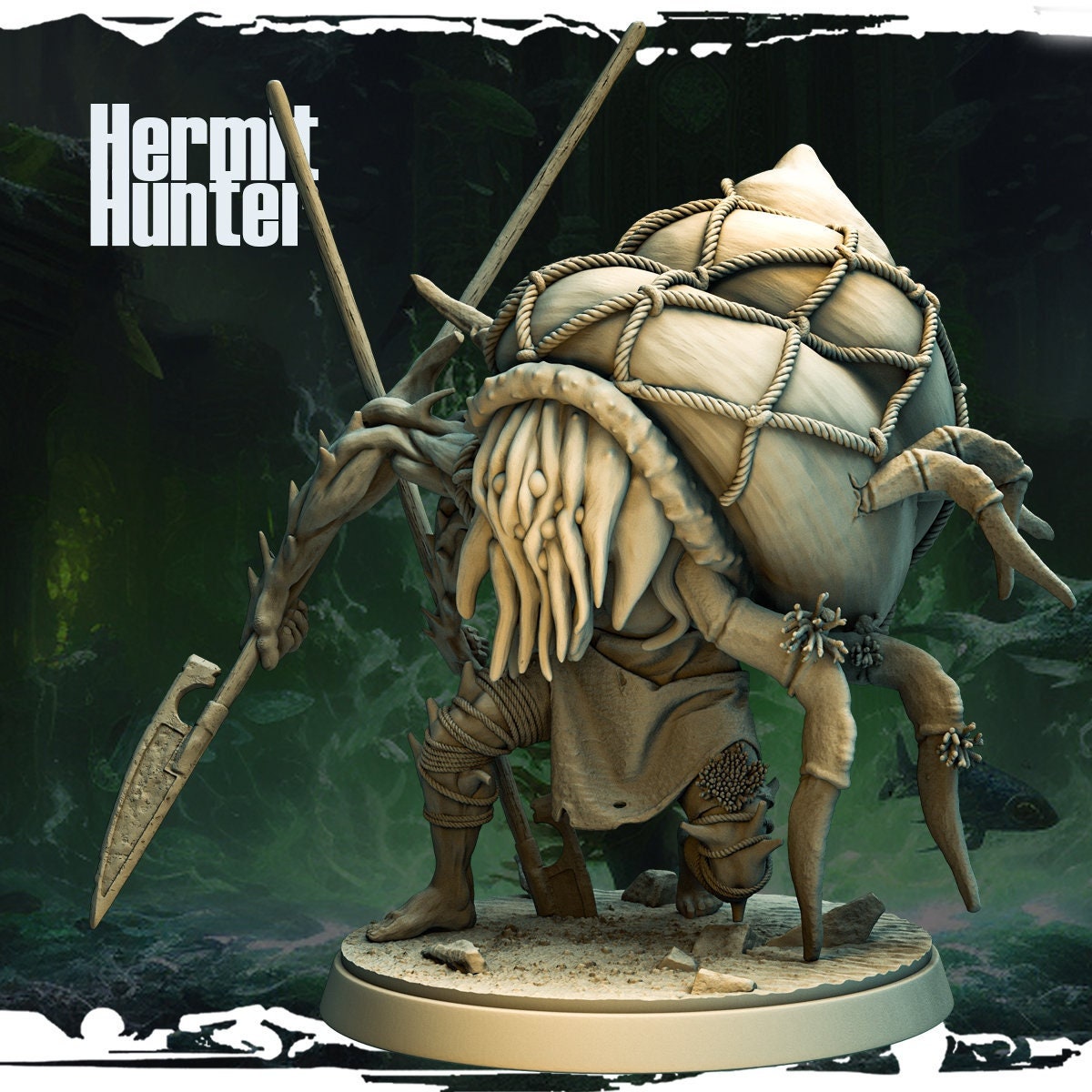 Hermit Hunter Miniature | Sea Monster for Tabletop RPGs | 32mm Scale - Plague Miniatures