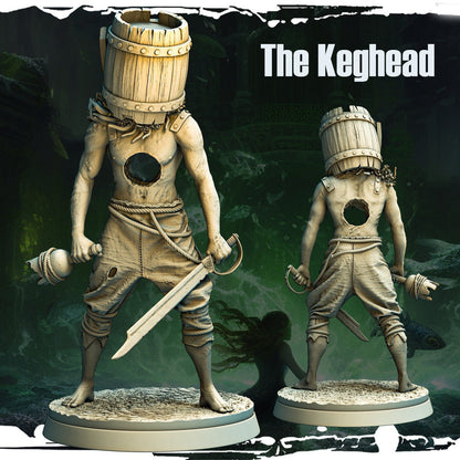 Undead Keghead Monster Miniature | Pirate Campaign Figure with Air and Underwater Poses | 32mm Scale - Plague Miniatures
