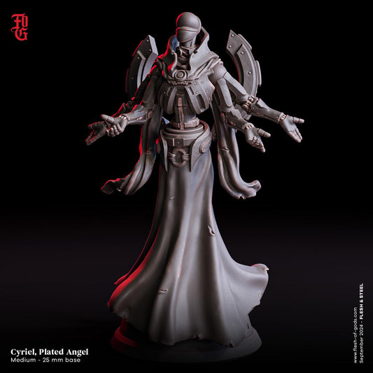 Cyriel, Plated Angel Miniature | Celestial Construct Monster | 32mm Scale