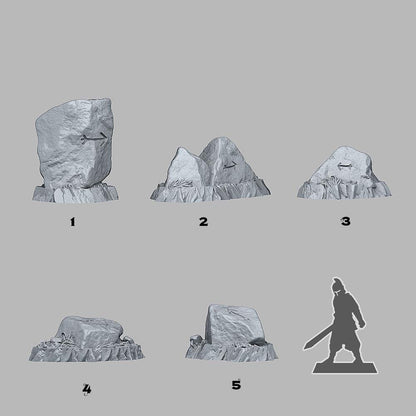 Oriented Traveler Stones Miniatures | Arrow Direction Terrain for RPGs | 28mm or 32mm Scale