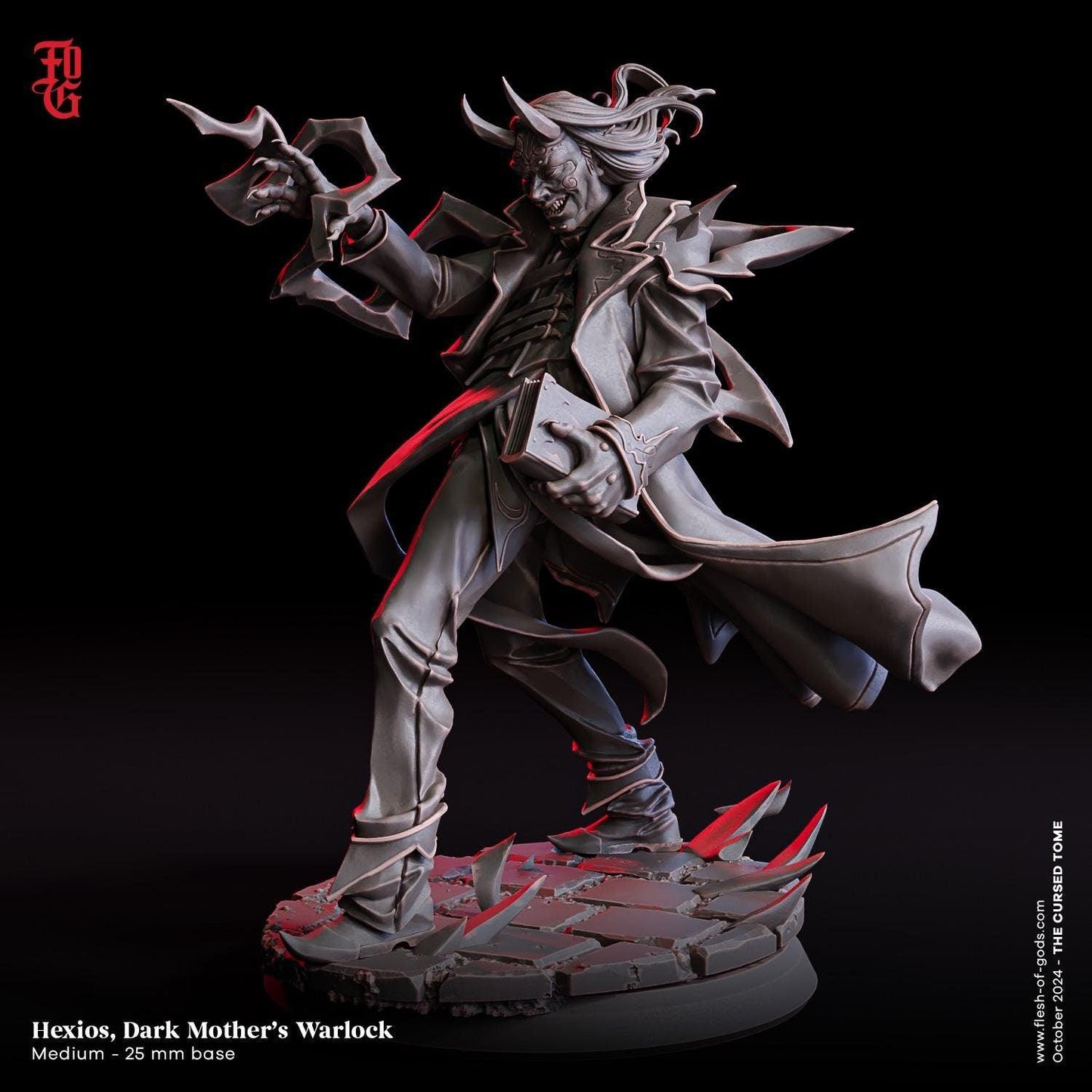 Hexios, Dark Mother's Warlock Miniature | Tiefling Warlock Figurine | 32mm Scale or 75mm Scale