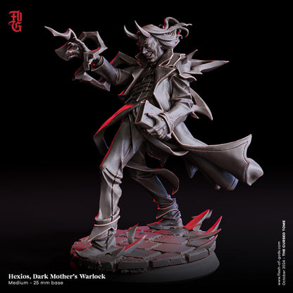 Hexios, Dark Mother's Warlock Miniature | Tiefling Warlock Figurine | 32mm Scale or 75mm Scale