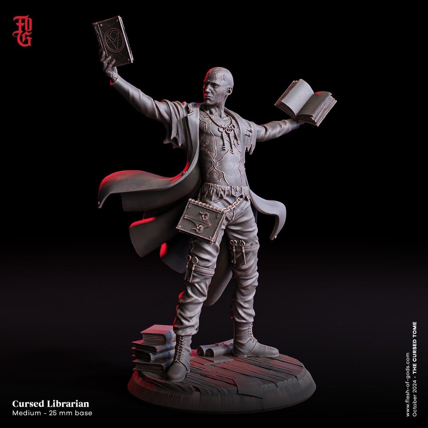 Cursed Librarian Miniature | NPC Scholar Figure for TTRPGs | 32mm Scale or 75mm Scale