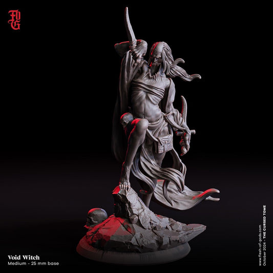 Void Witch Miniature | Undead Spellcaster Monster Figurine | 32mm Scale - Plague Miniatures