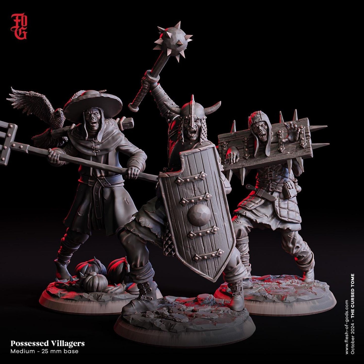 Possessed Villager Miniature | Undead Warrior Monster Figurines (3 Poses) | 32mm Scale