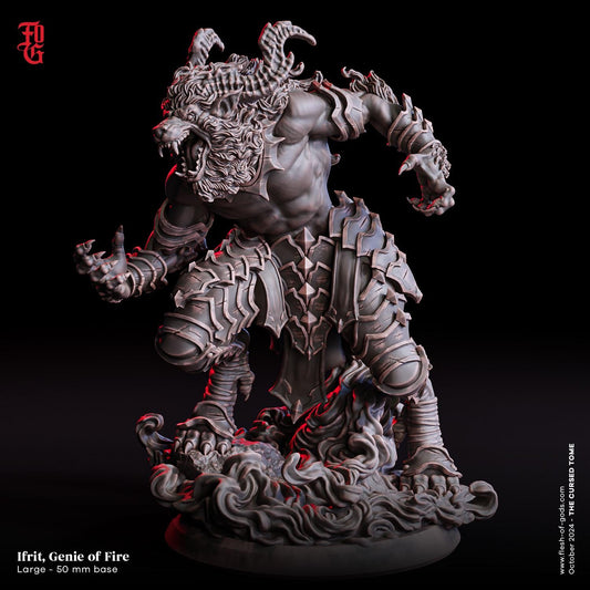 Ifrit, Genie of Fire Miniature | Large Elemental Figure | 50mm Base