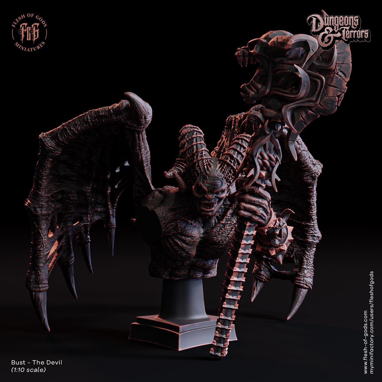 The Devil Resin Bust Statue | Demonic Monster Bust - Plague Miniatures