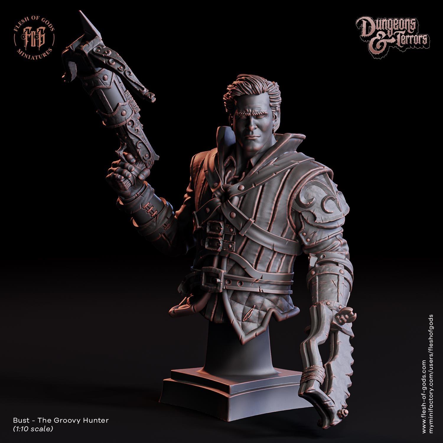 The Groovy Hunter Resin Bust Statue | Monster Slayer Horror Decor - Plague Miniatures