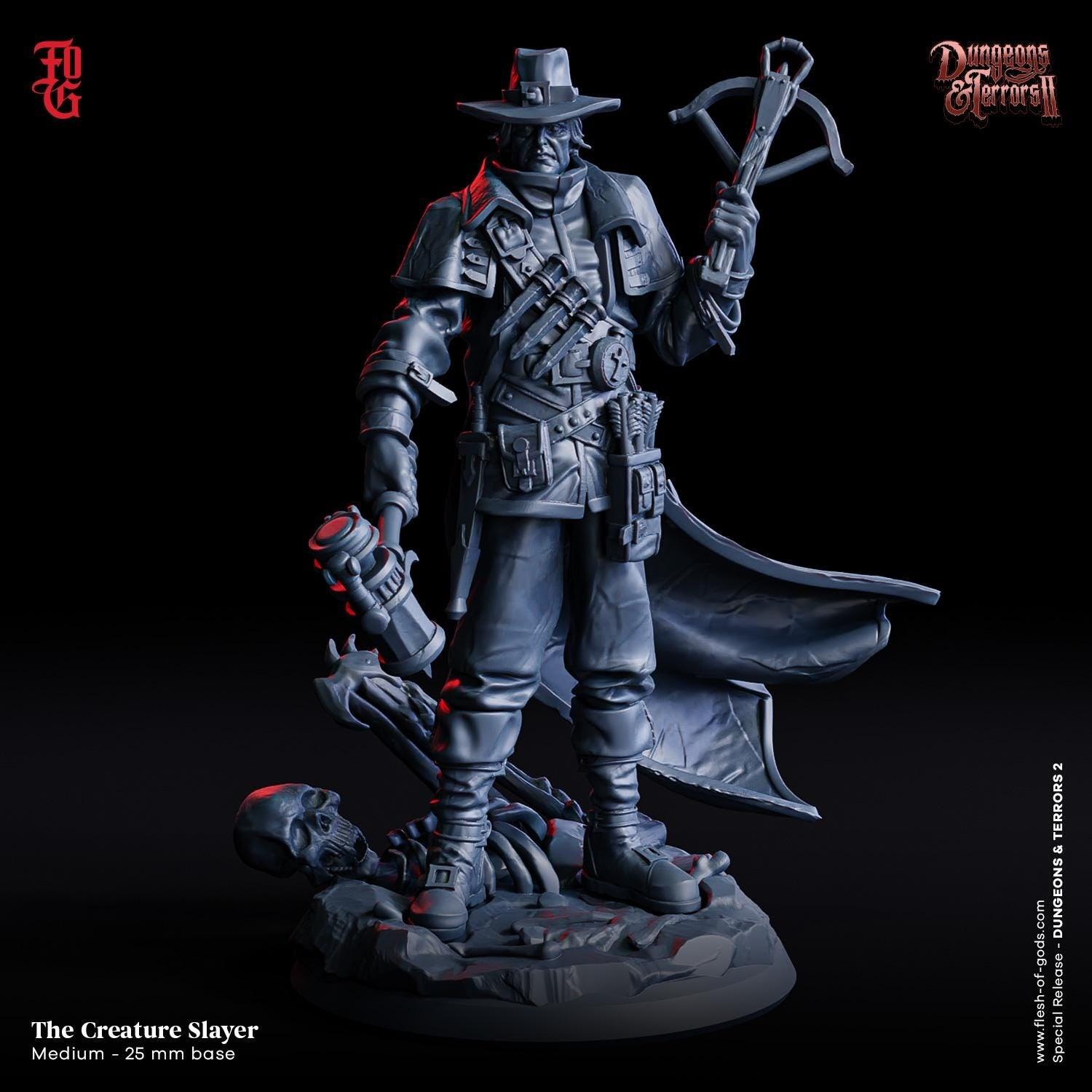 The Creature Slayer Miniature | Skilled Hunter of Horrors | 32mm Scale - Plague Miniatures