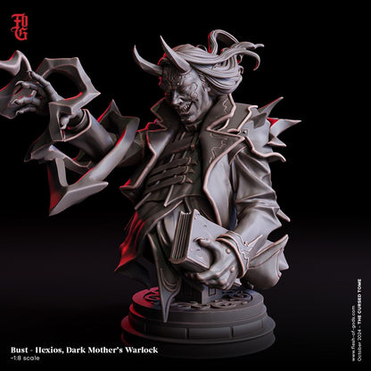 Hexios, Tiefling Warlock Bust | Intricate Spellcaster Figurine