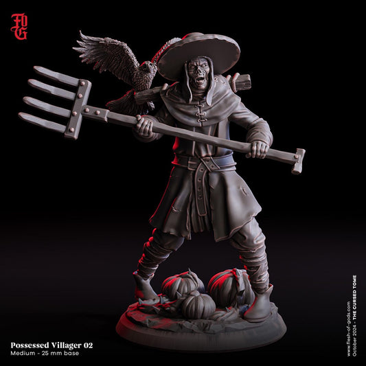 Undead Farmer Miniature | DnD Possessed Monster Figurine | 32mm Scale