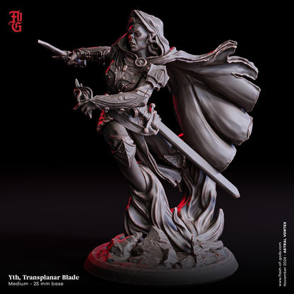 Yth, Transplanar Blade Miniature | Female Gith Assassin Figure | 32mm Scale or 75mm Scale