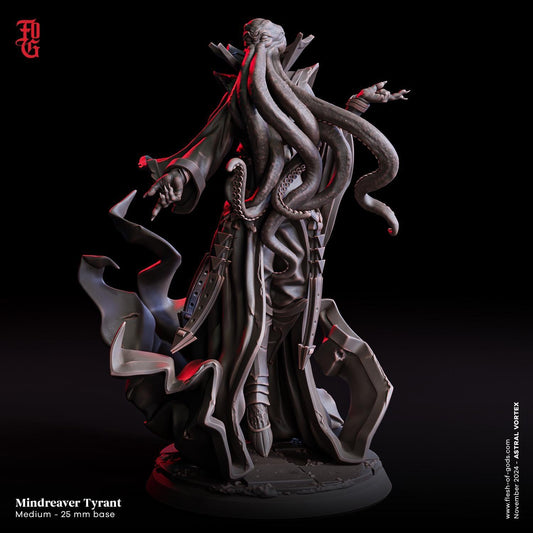 Mindreaver Tyrant Miniature | Cthulhu Mythos Humanoid Flayer Figure | 32mm Scale or 75mm Scale