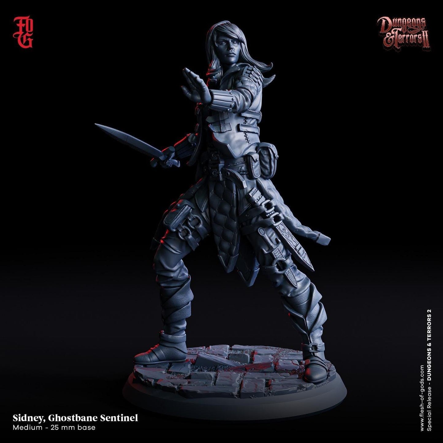 Sidney, Ghostbane Sentinel Miniature | Fearless Female Fighter of the Supernatural | 32mm Scale