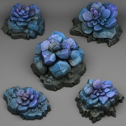 Mineral Flower Wargaming Terrain | Gem-Infused Plant Miniatures | 28mm or 32mm scale