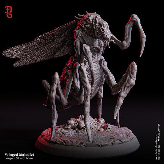 Winged Maledict Miniature | Flying Insect Cthulhu Mythos Monster | 50mm Base