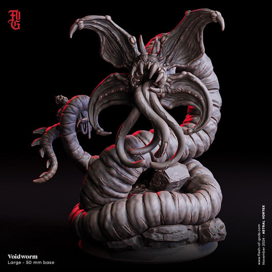 Voidworm Monster Miniature | Cthulhu Mythos Demon Worm Figurine | 50mm Base