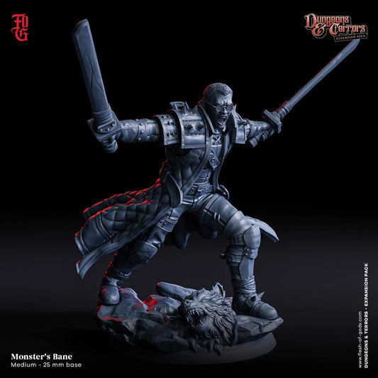 Monster's Bane Hunter Miniature | Sci-Fi Werewolf Hunter Figurine | 32mm Scale - Plague Miniatures