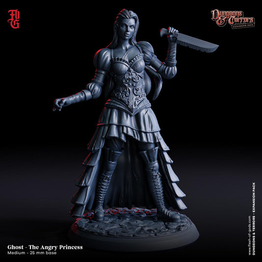 Angry Princess Miniature | Female Human Ghost Undead Figurine | 32mm Scale - Plague Miniatures