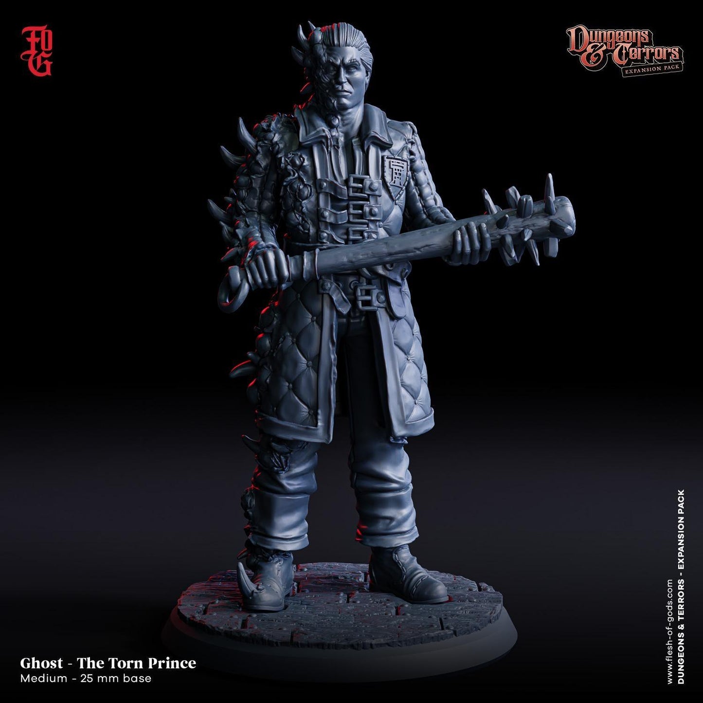 Torn Prince Miniature | Undead Human Ghost Haunted Fighter Figurine | 32mm Scale - Plague Miniatures