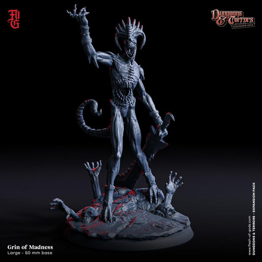 Grin of Madness Miniature | Large Fiend Undead Alien Monster Figure | 50mm Base - Plague Miniatures