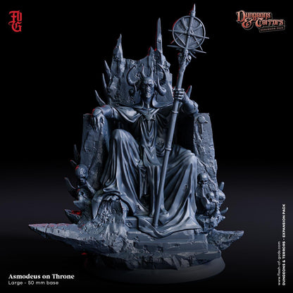 Asmodeus on Throne Miniature | Large Archdevil Fiend Demon Figurine | 50mm Base - Plague Miniatures