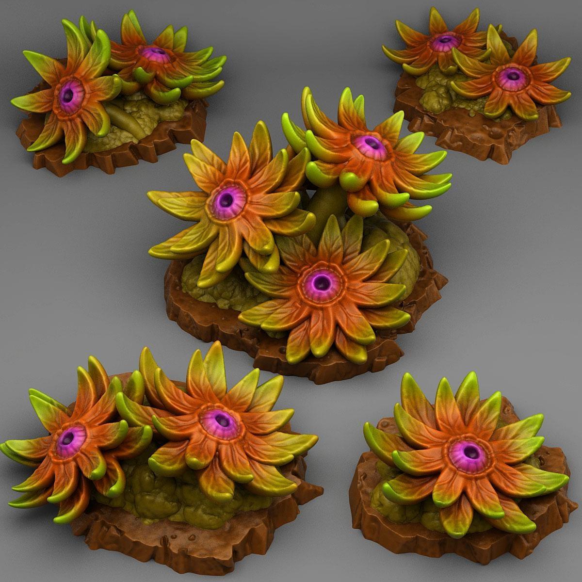 Mystic Eye Flowers Miniatures | Plant Terrain for Wargaming and RPGs | 28mm or 32mm Scale - Plague Miniatures