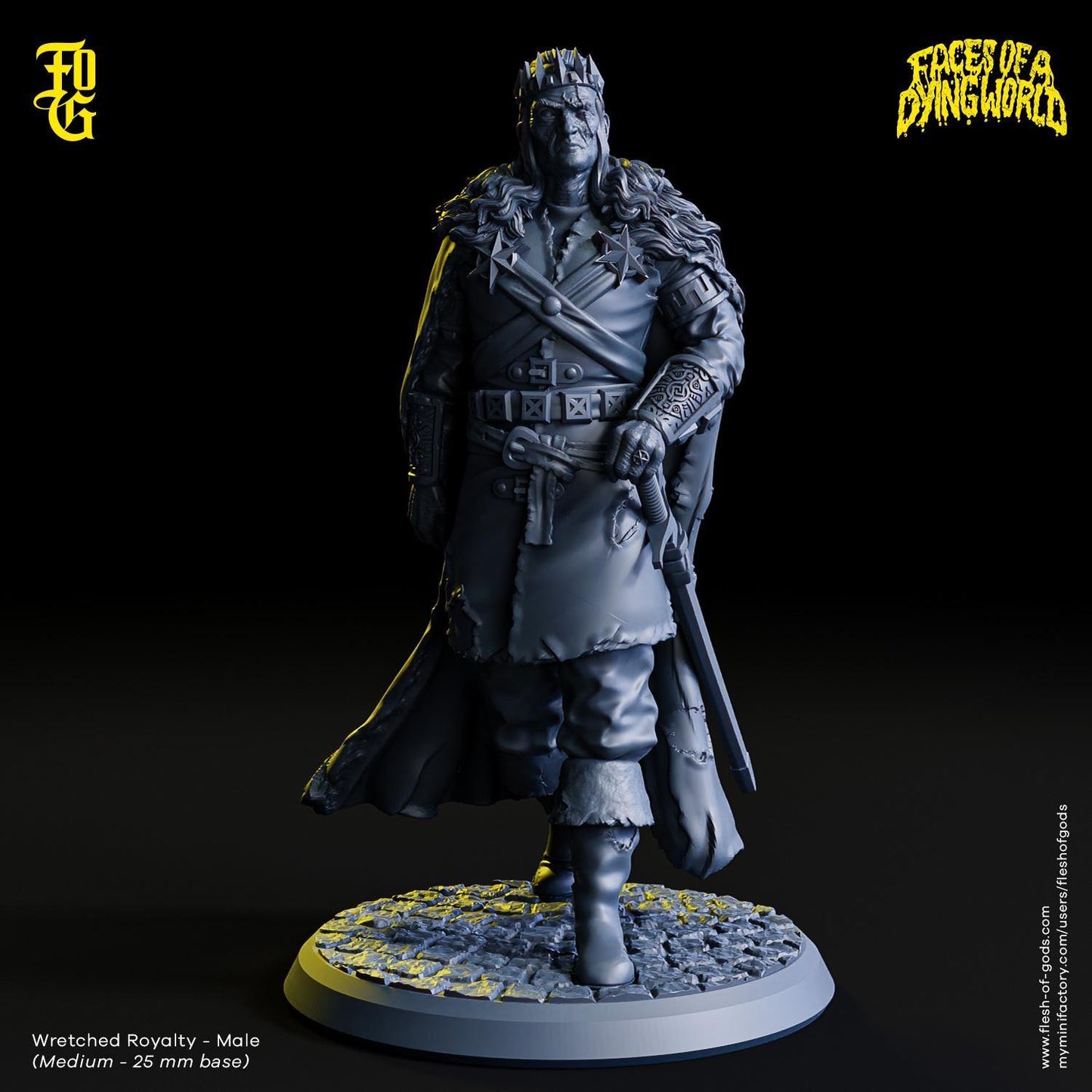 MÖRK BORG Wretched Royalty Miniature Prince King Undead Knight for Mork Borg | 32mm Scale | Dungeons and Dragons DnD 5e - Plague Miniatures