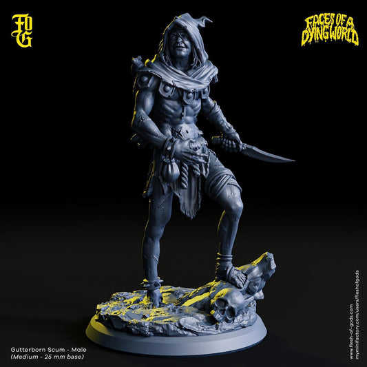 MÖRK BORG Gutterborn Scum Miniature Wild Vagrant Rogue Figurine for Mork Borg | 32mm Scale 25mm Base | Dungeons and Dragons DnD 5e - Plague Miniatures