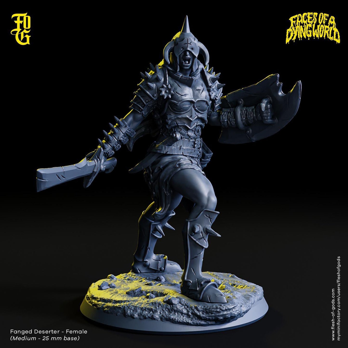 MÖRK BORG Fanged Deserter Monster Miniature Wild Fighter Figurine for Mork Borg | 32mm Scale 25mm Base | Dungeons and Dragons DnD 5e - Plague Miniatures