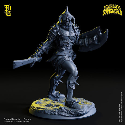 MÖRK BORG Female Fanged Deserter Monster Miniature Wild Fighter Figurine for Mork Borg | 32mm Scale 25mm Base | Dungeons and Dragons DnD 5e - Plague Miniatures