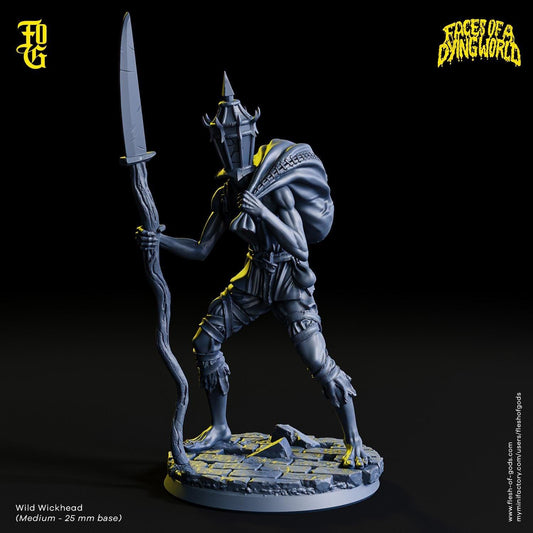 MÖRK BORG Wild Wickhead Monster Miniature NPC Outcast Follower for Mork Borg | 32mm Scale 25mm Base | Dungeons and Dragons DnD 5e - Plague Miniatures