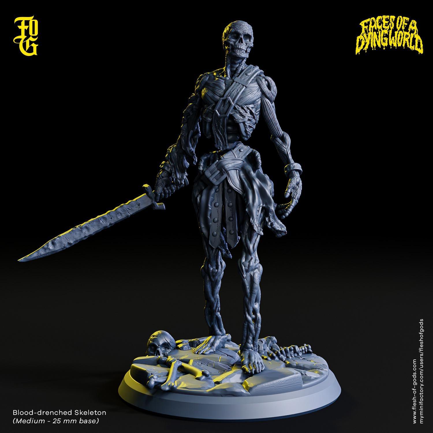 MÖRK BORG Blood Drenched Skeleton Monster Miniature Undead Aberration for Mork Borg | 32mm Scale 25mm Base Dungeons and Dragons DnD - Plague Miniatures