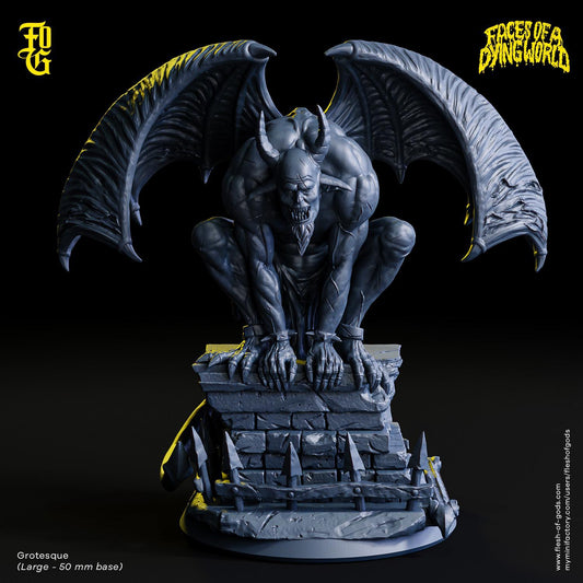 MÖRK BORG Grotesque Monster Miniature Demon Flying Gargoyle for Mork Borg Figurine | 32mm Scale 50mm Base Dungeons and Dragons DnD - Plague Miniatures