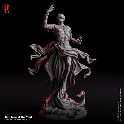 Eliot, Icon of the Void Miniature | Undead Sorcerer Spellcaster Figurine | 32mm Scale or 75mm Scale