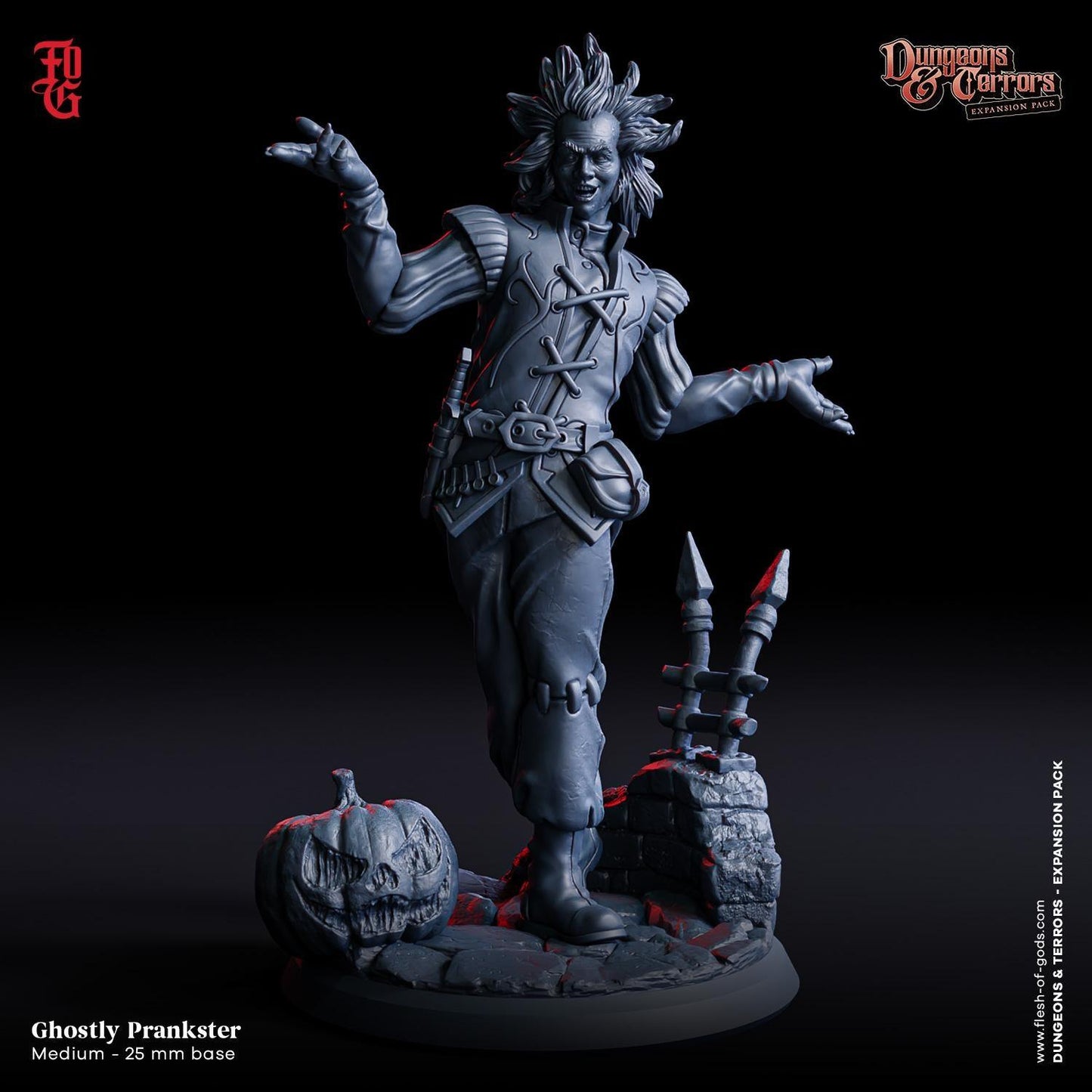 Ghostly Prankster Miniature | Halloween Jester Spooky NPC Figurine | 32mm Scale - Plague Miniatures