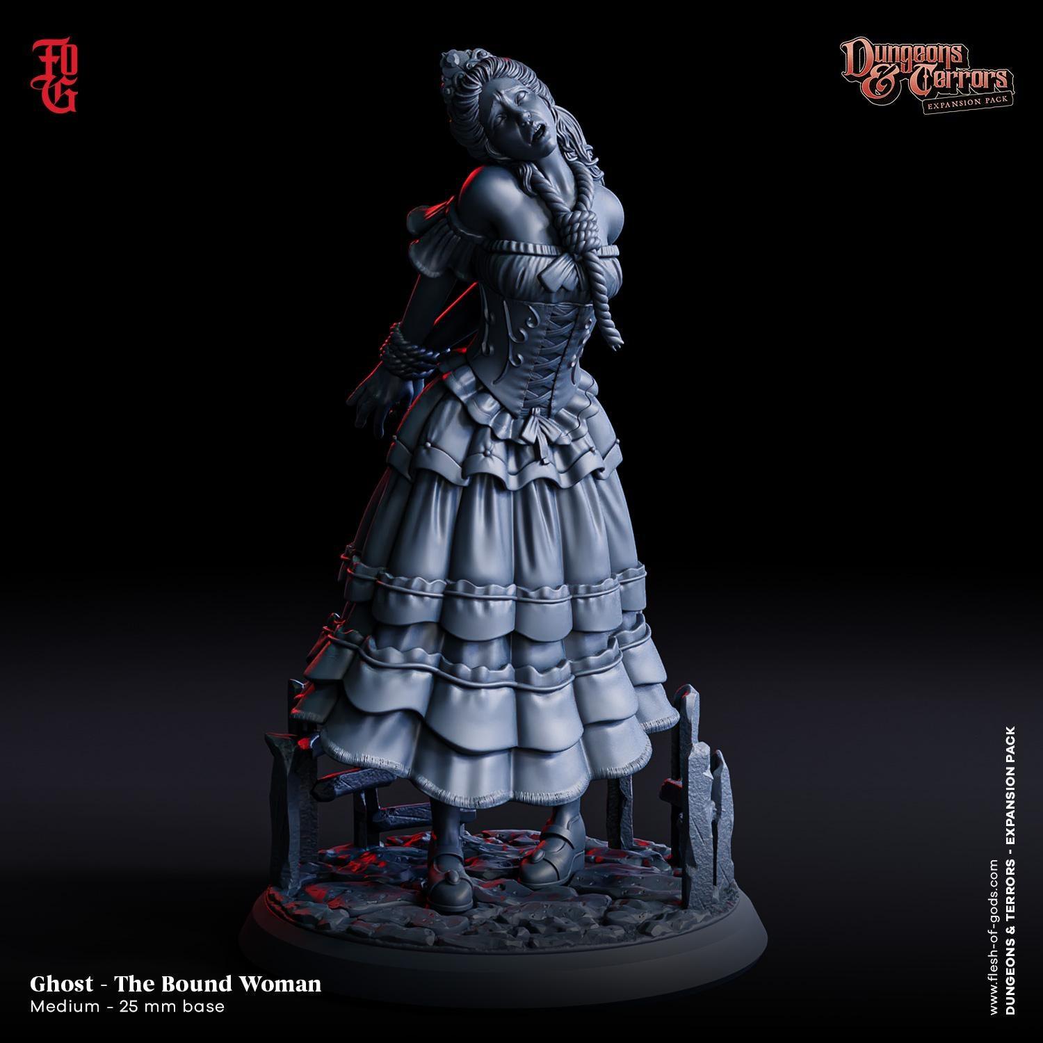 Bound Woman Miniature | Female Human Ghost Undead Banshee Figurine | 32mm Scale - Plague Miniatures