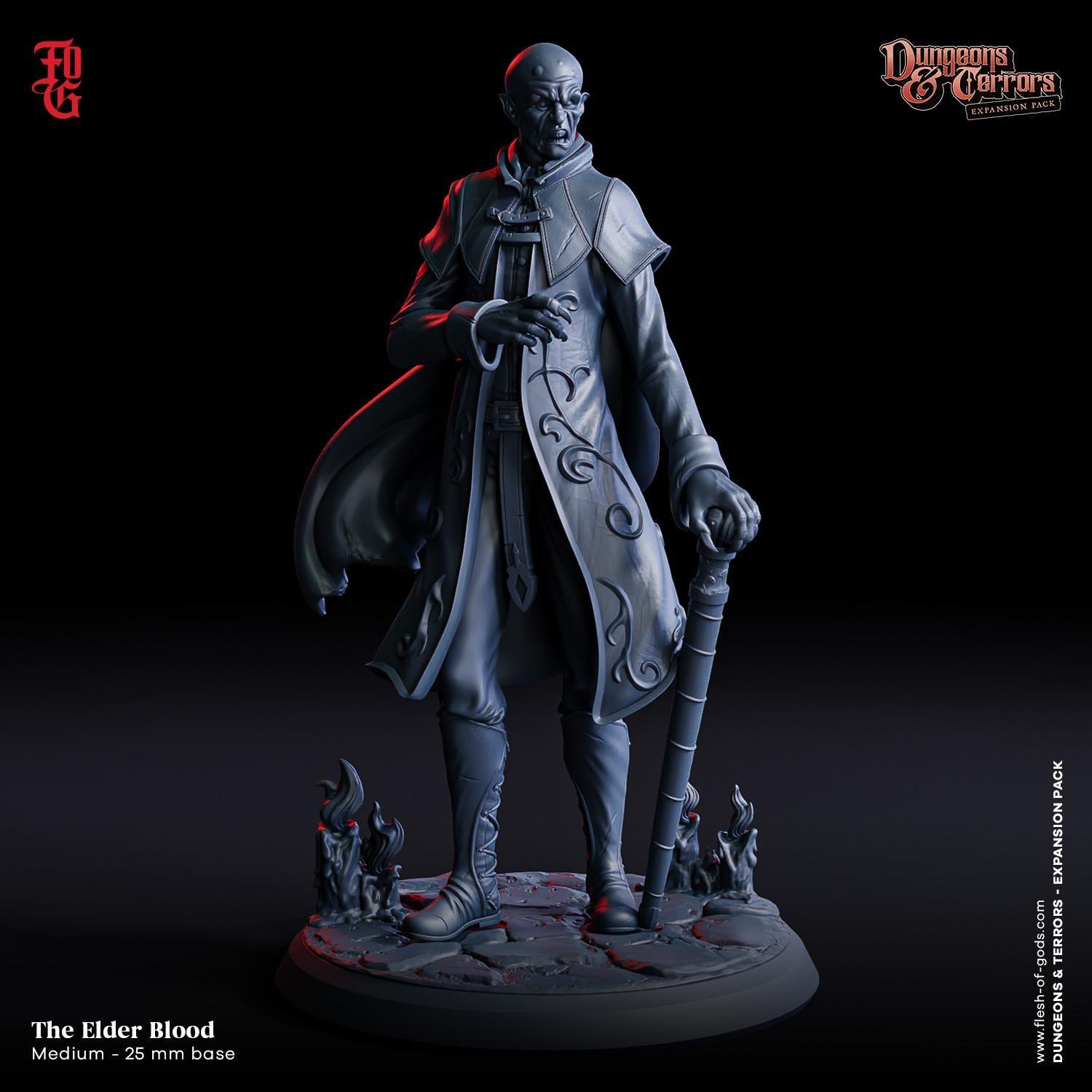 Elder Blood Vampire Miniature | Undead Human Monster Figurine | 32mm Scale - Plague Miniatures