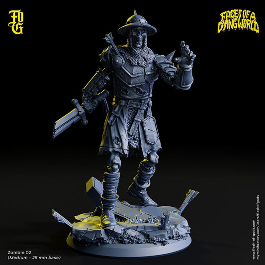 MÖRK BORG Zombie Knight Miniature Skeleton Undead Monster Figurine Mork Borg | 32mm Scale | Dungeons and Dragons DnD 5e Miniature - Plague Miniatures