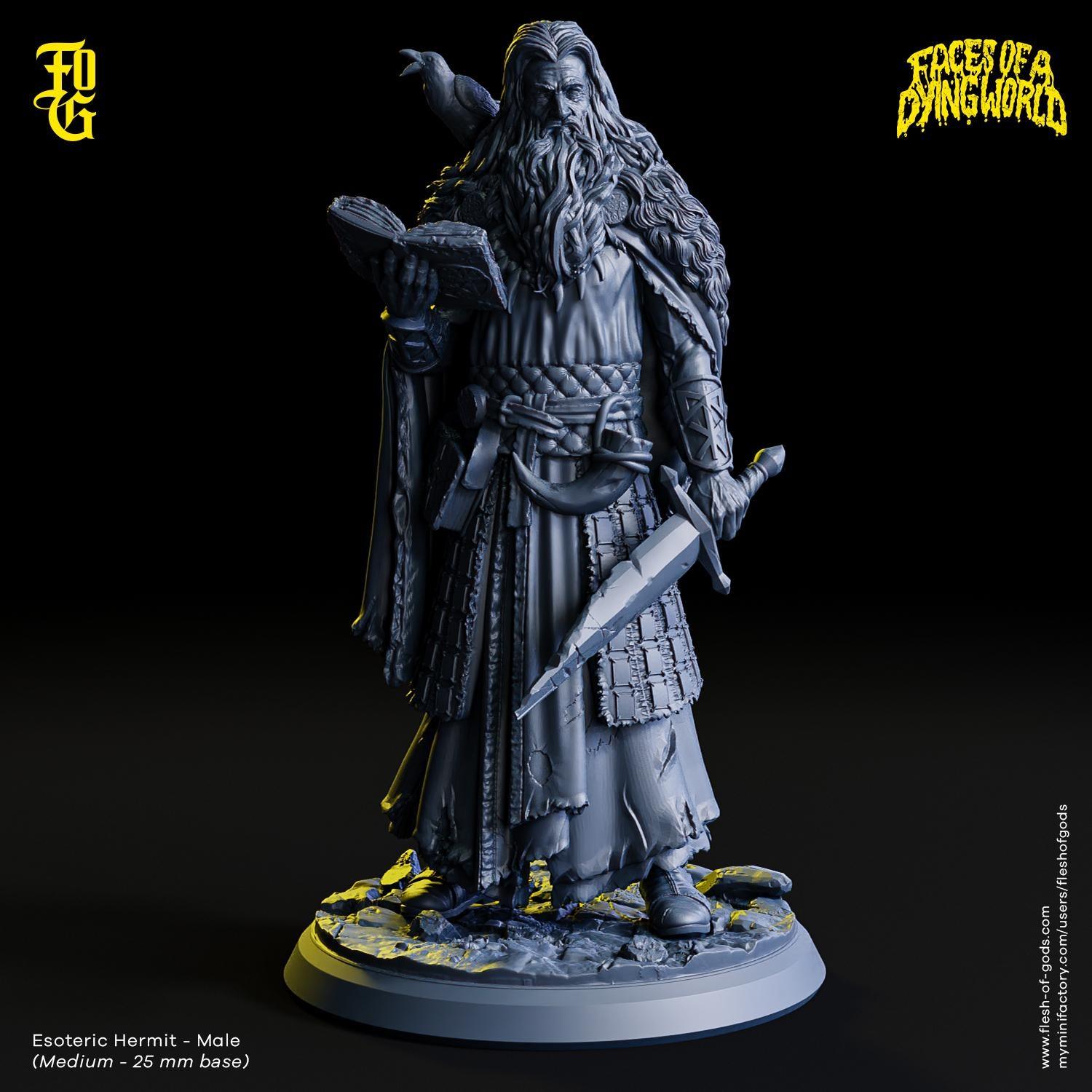 MÖRK BORG Esoteric Hermit Miniature Wild Human Druid Figurine for Mork Borg Crow Companion | 32mm Scale | Dungeons and Dragons DnD 5e - Plague Miniatures